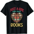 thumbnail image 1 of Just A Girl Who Loves Books Tees Heart Shape Librarian Gift T-Shirt, 1 of 4