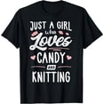 thumbnail image 1 of Just A Girl Who Loves Candy And Knitting Gift Women T-Shirt, 1 of 4