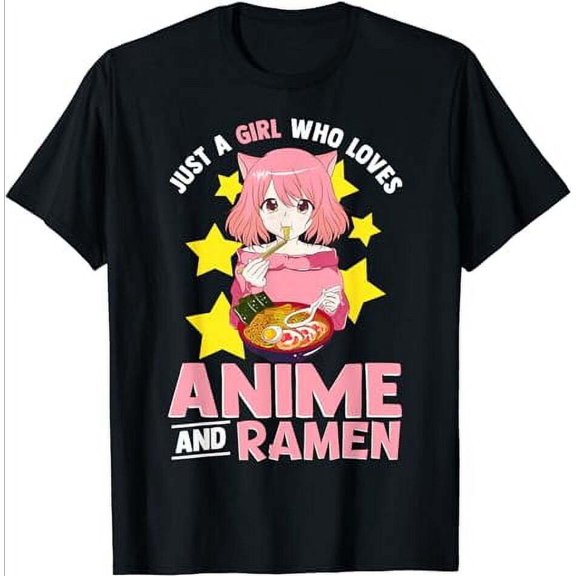Just A Girl Who Loves Cartoons And Ramen Noodles Short Sleeve Shirt