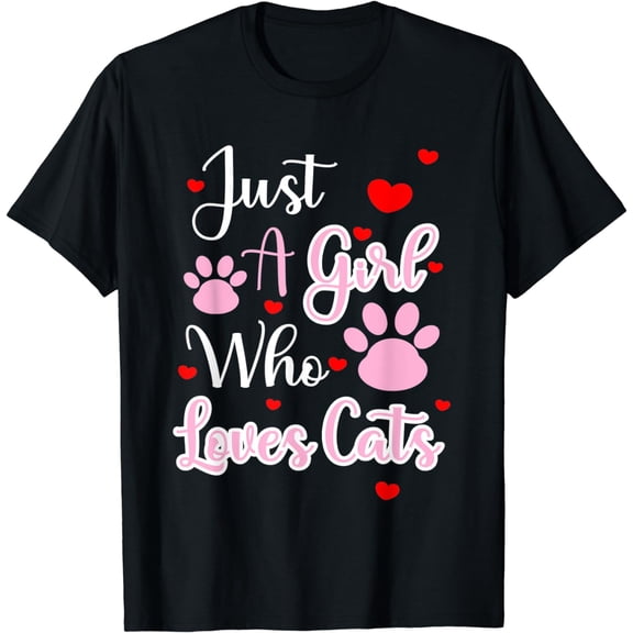 Just A Girl Who Loves Cats Cute Kitten Funny Cat Lovers T-Shirt