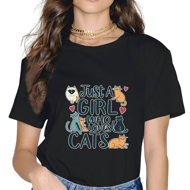 Just A Girl Who Loves Cats Shirt Cute Cat Lover Gifts T-Shirt