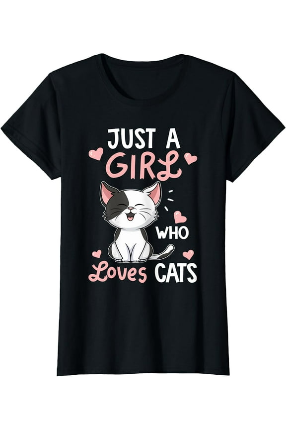 Just A Girl Who Loves Cats Tshirt Cute Cat Lover Gifts T-Shirt