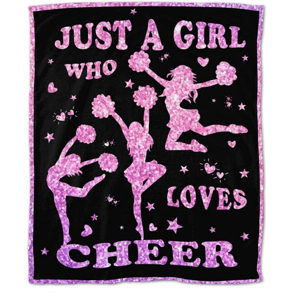 Just A Girl Who Loves Cheer Throw Blanket 80"X60" Soft Flannel Blankets for Bed Couch Plush Cozy Blanket for Adults Kids Micro Fleece Throws