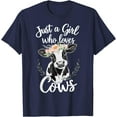 thumbnail image 1 of Just A Girl Who Loves Cows Softstyle Unisex T-Shirt,Navy Color,Size M, 1 of 5