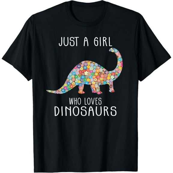 Just A Girl Who Loves Dinosaurs Cute Floral Girls Teens T-Shirt