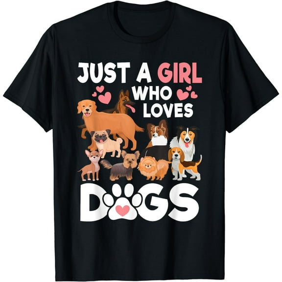 Just A Girl Who Loves Dogs Cute Dog Lover T-Shirt