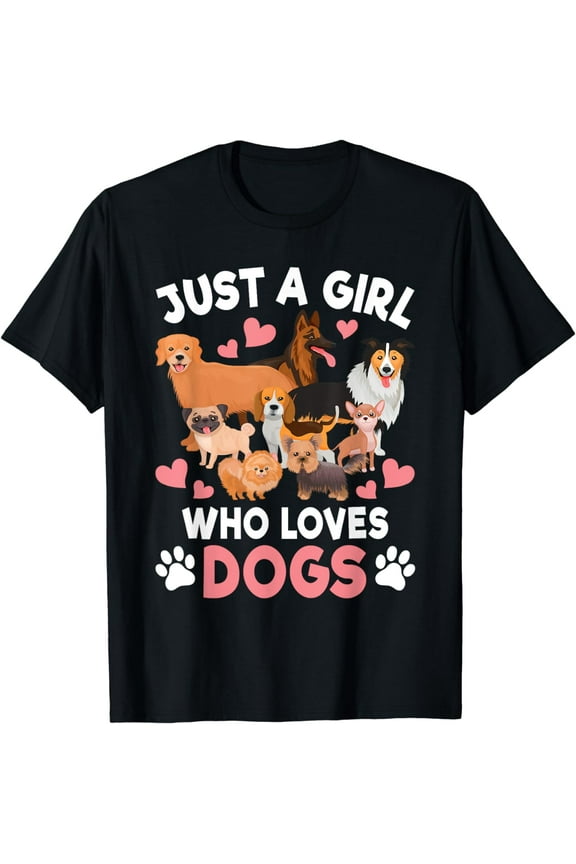 Just A Girl Who Loves Dogs Puppy Dog Lover Girls Toddlers Cotton T-Shirt