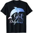 thumbnail image 1 of Just A Girl Who Loves Dolphins Watercolor Cute Girls T-Shirt, 1 of 4