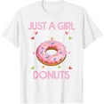 thumbnail image 1 of Just A Girl Who Loves Donuts For Women Girl Kids Doughnut T-ShirtMen's and women's pure cotton short-sleeved shirts, 1 of 7