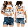 thumbnail image 1 of Just A Girl Who Loves Fall Shirt Pumpkin Cozy Autumn Vneck T-Shirt Funny Women Graphic Tee, 1 of 7