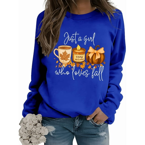 Just A Girl Who Loves Fall Sweatshirt Graphic Tees For Women