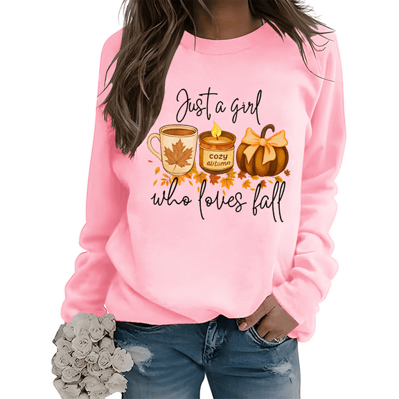 Just A Girl Who Loves Fall Sweatshirt Graphic Tees For Women