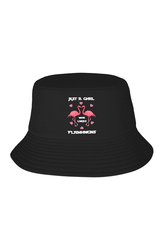 Just A Girl Who Loves Flamingos Bucket Hat For Womens And Mens Outdoor Beach Fisherman Hat Sun Hat