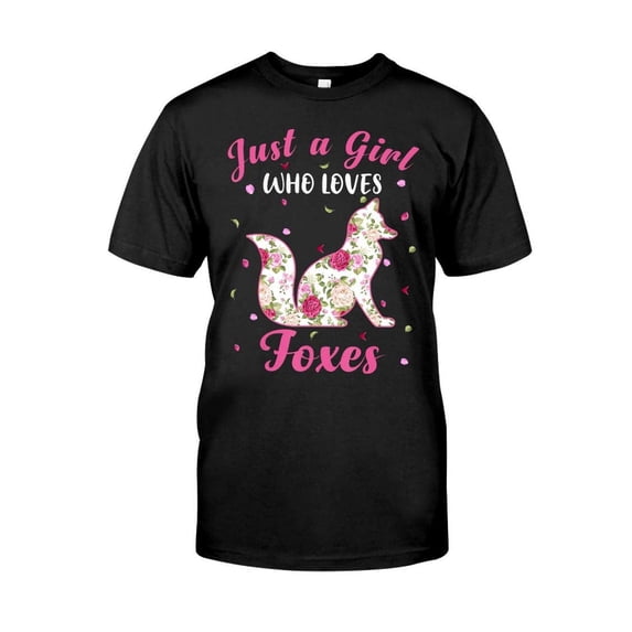 Just A Girl Who Loves Fox Animals Lover Custom T-Shirt for Christmas Black