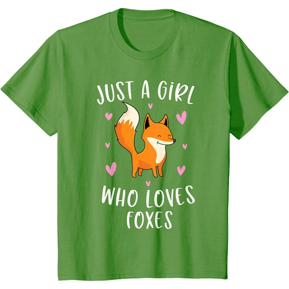 Just A Girl Who Loves Foxes Funny Fox Gifts Girls Unisex T-Shirt for Men Women Kids,Lime Color,Size YL
