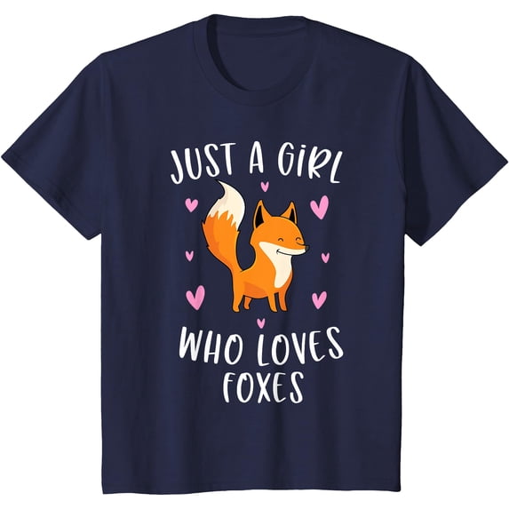 Just A Girl Who Loves Foxes Funny Fox Gifts Girls Unisex T-Shirt for Men Women Kids,Navy Color,Size YXS