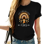 Just A Girl Who Loves Foxes Rainbow Gifts For Fox Soft and Durable Women's Summer T-shirt: Fashionable and Casual