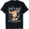 thumbnail image 1 of Just A Girl Who Loves Funny Giraffe Lover Softstyle Unisex T-Shirt,Black Color,Size YS, 1 of 5
