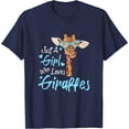 thumbnail image 1 of Just A Girl Who Loves Giraffe Blue Glasses Softstyle Unisex T-Shirt,Navy Color,Size YXL, 1 of 5