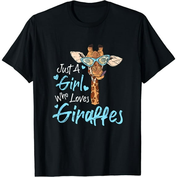 Just A Girl Who Loves Giraffe T-Shirt Black 2X-Large
