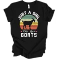 thumbnail image 1 of Just A Girl Who Loves Goats Retro Farmer Caprine Life Aesthetic Unisex T-Shirt H48345, up to size 5XL, 1 of 2
