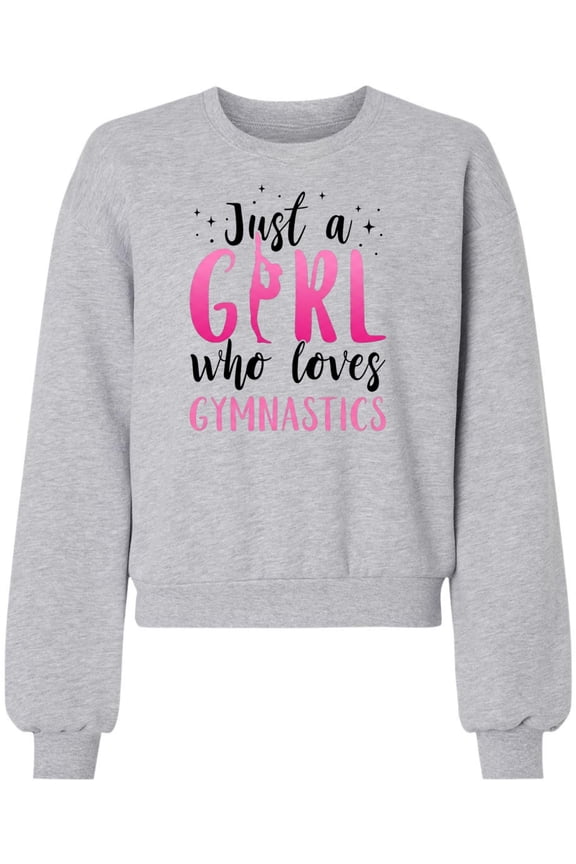 Just A Girl Who Loves Gymnastics Printed Sweatshirt Graphic Cotton Polyester Pullover Hooded Sweatshirt (HeatherGrey, Large)