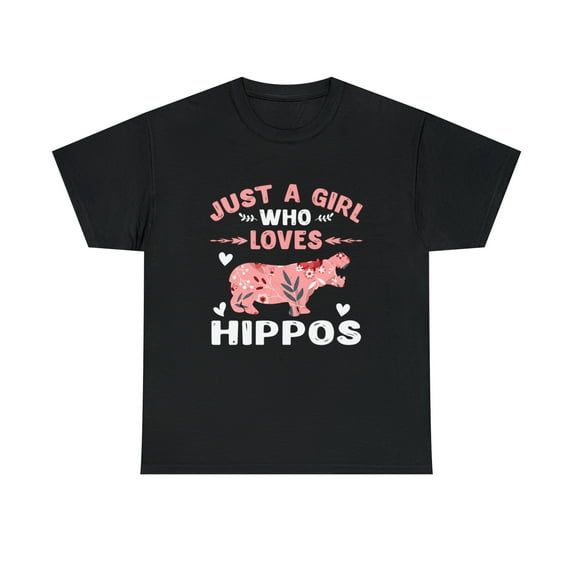 Just A Girl Who Loves Hippos T-Shirt Gift Hippo Lover Tshirt