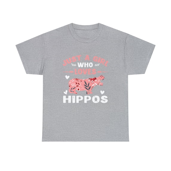 Just A Girl Who Loves Hippos T-Shirt Gift Hippo Lover Tshirt