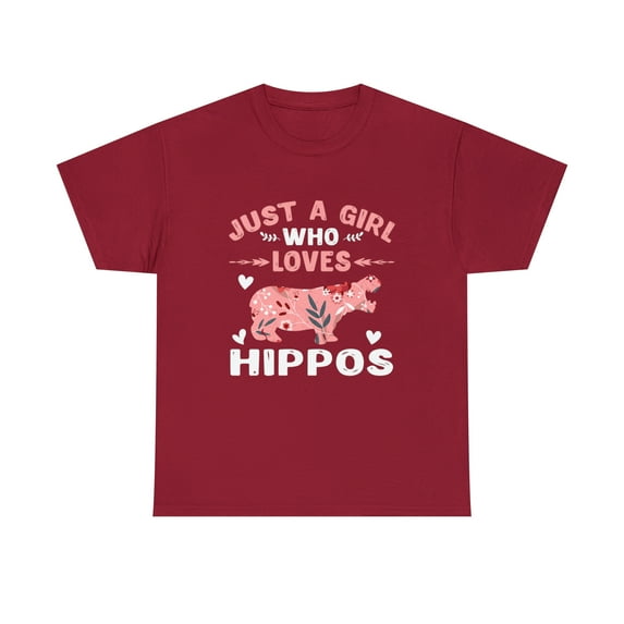 Just A Girl Who Loves Hippos T-Shirt Gift Hippo Lover Tshirt