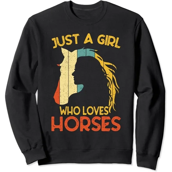 Just A Girl Who Loves Horses Cute And Love Animal Unisex Crewneck Sweatshirt