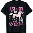 thumbnail image 1 of Just A Girl Who Loves Horses Floral Horse Equestrian Quote T-Shirt, 1 of 4