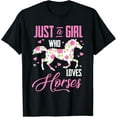 thumbnail image 1 of Just A Girl Who Loves Horses Floral Horse Equestrian Quote Funny Creative Graphic T-Shirt, 1 of 3