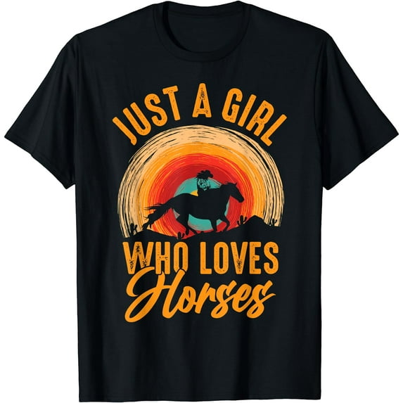 Just A Girl Who Loves Horses For Lover Horse Trainers Taming Women T-Shirt Black Large