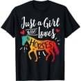 thumbnail image 1 of Just A Girl Who Loves Horses - Funny Sweet Horse Riding Women T-Shirt Black X-Large, 1 of 4
