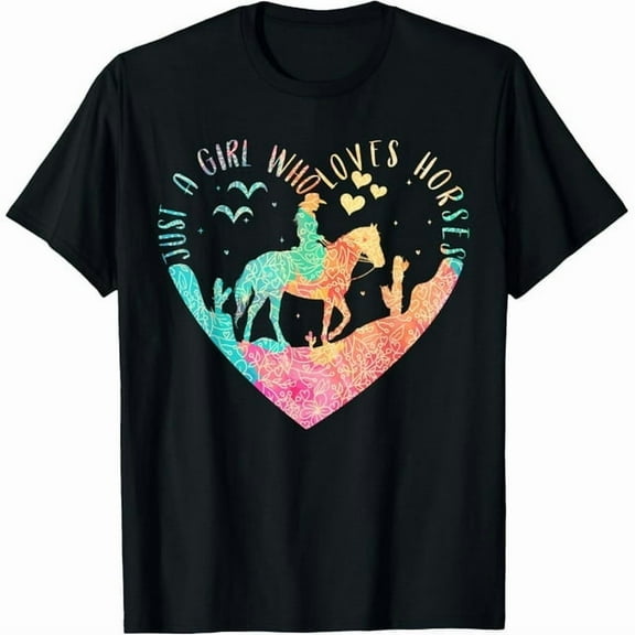 Just A Girl Who Loves Horses, Girls Horse Horseback Riding T-Shirt