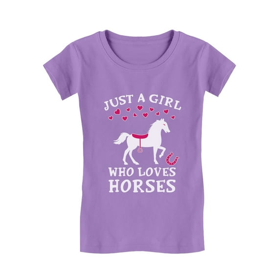 Just A Girl Who Loves Horses Horse Lover Gift Toddler/Kids Girls' Fitted T-Shirt 3T Lavender