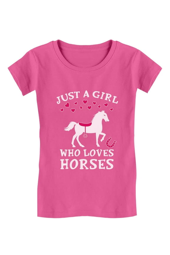 Just A Girl Who Loves Horses Horse Lover Gift Toddler/Kids Girls' Fitted T-Shirt 3T Wow pink