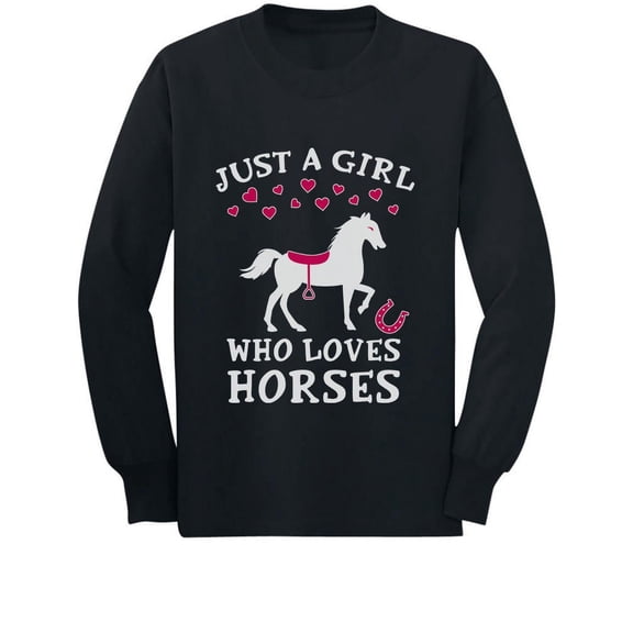 Just A Girl Who Loves Horses Horse Lover Gift Toddler/Kids Long sleeve T-Shirt 4T Black