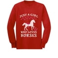 thumbnail image 1 of Just A Girl Who Loves Horses Horse Lover Gift Toddler/Kids Long sleeve T-Shirt 5/6 Red, 1 of 4