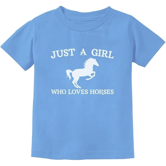 Tstars Just A Girl Who Loves Horses Kids T-Shirt - Horse Lover Tee - M, California Blue