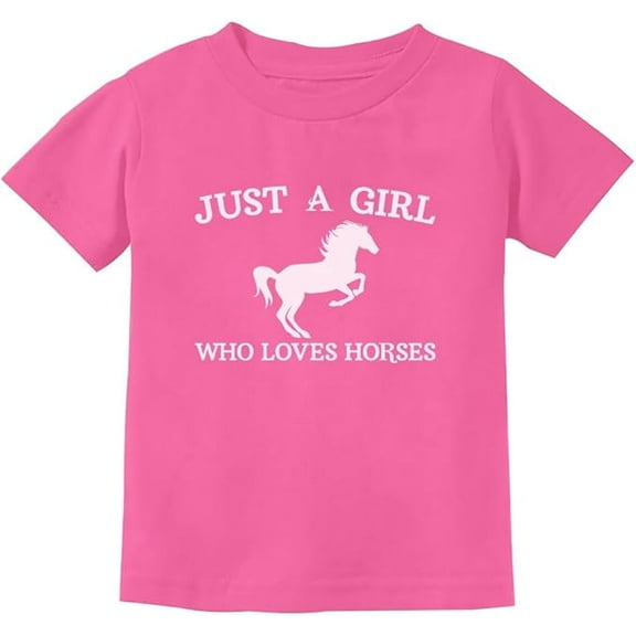 Tstars Just A Girl Who Loves Horses Kids T-Shirt - Horse Lover Tee - L, Pink