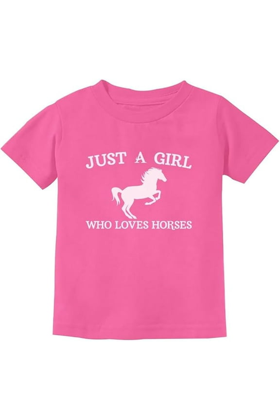 Just A Girl Who Loves Horses Kids T-Shirt - Horse Lover Tee - L, Pink
