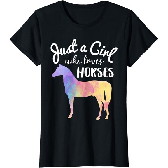 Just A Girl Who Loves Horses Shirt Horse Racing Riding Gift T-Shirt
