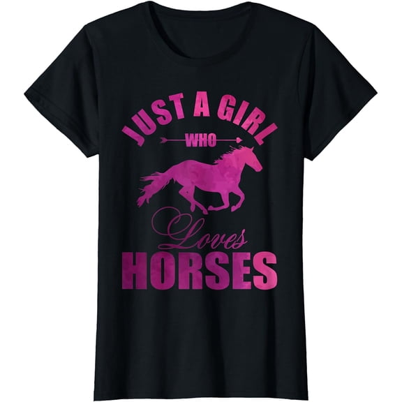 Just A Girl Who Loves Horses Watercolor Horse T-Shirt