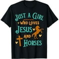 thumbnail image 1 of Just A Girl Who Loves Jesus and Horses Christian Cute Funny Creative Graphic T-Shirt, 1 of 3