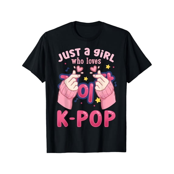 Just A Girl Who Loves Kpop Finger Heart Graphic T Shirt For Teen Girls Cute Kawaii Style Birthday Gift Unisex Short Sleeve Cotton Tee