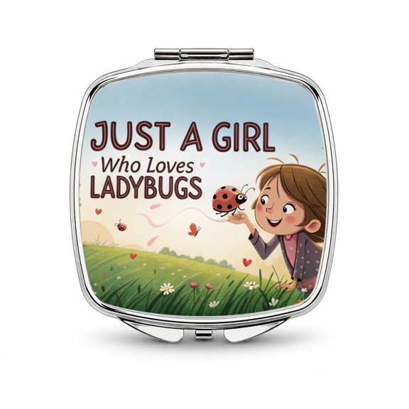 Just A Girl Who Loves Ladybugs Funny Travel Makeup Handbag Purse Small Pocket Compact Mirror