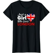 Just A Girl Who Loves London Souvenirs England Flag T-Shirt