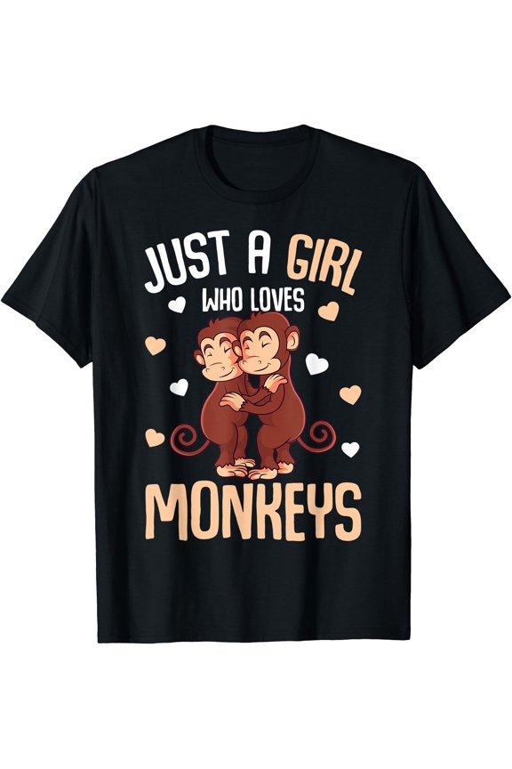 Just A Girl Who Loves Monkeys Kids Girls Monkey T-Shirt