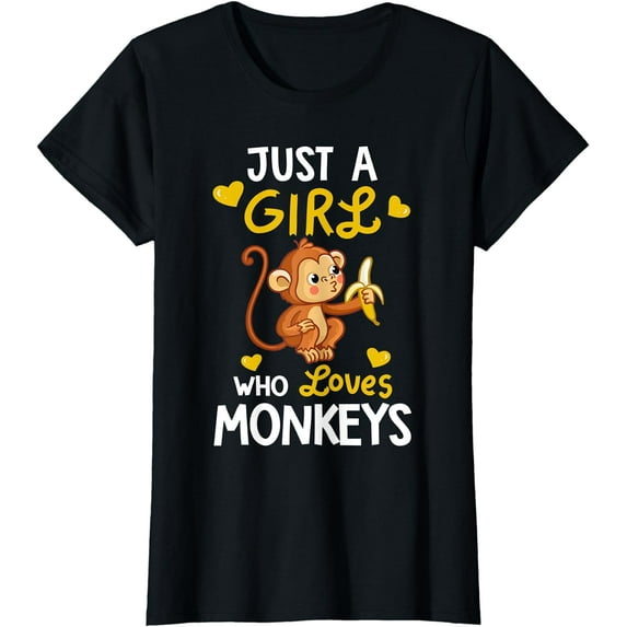 Just A Girl Who Loves Monkeys Tshirt Cute Monkey Lover Gifts T-Shirt